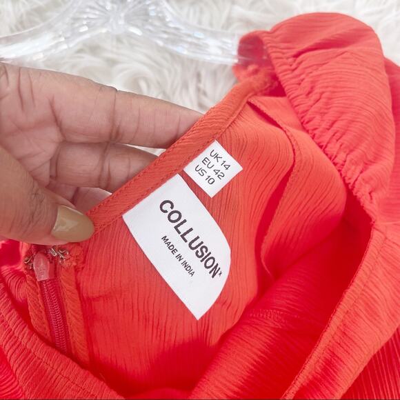 ASOS COLLUSION cheese cloth fit and flare puffed out sleeves dress Size 10 - Picture 2 of 5